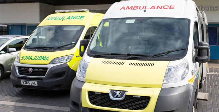 Ambulances parked at hospital