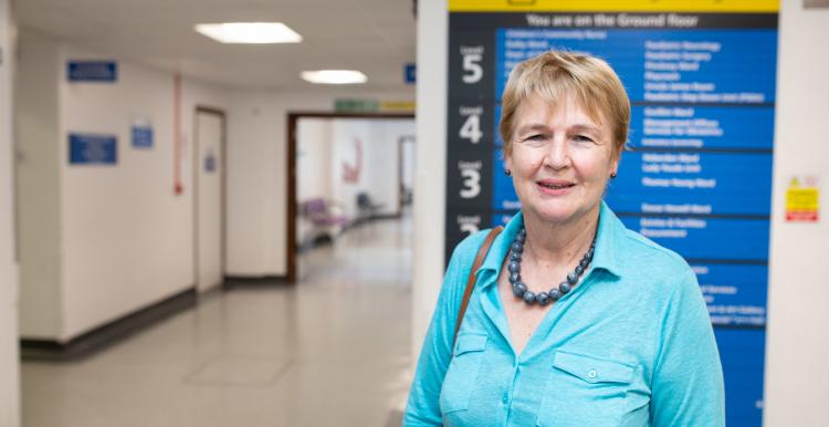 woman in hospital corridor