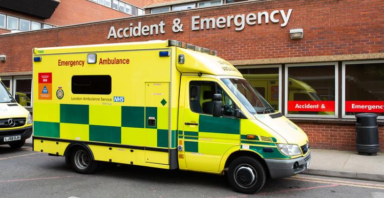 ambulance parked at hospital