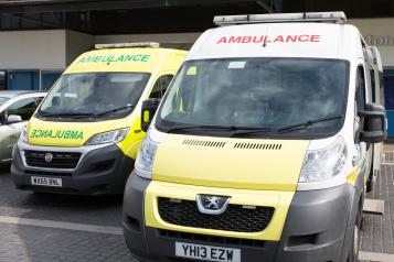 Ambulances parked at hospital