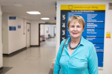 woman in hospital corridor