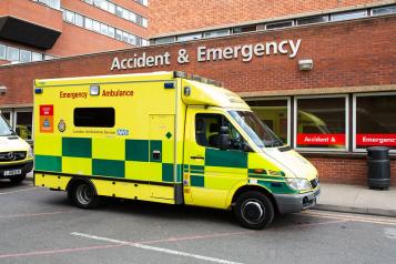 ambulance parked at hospital