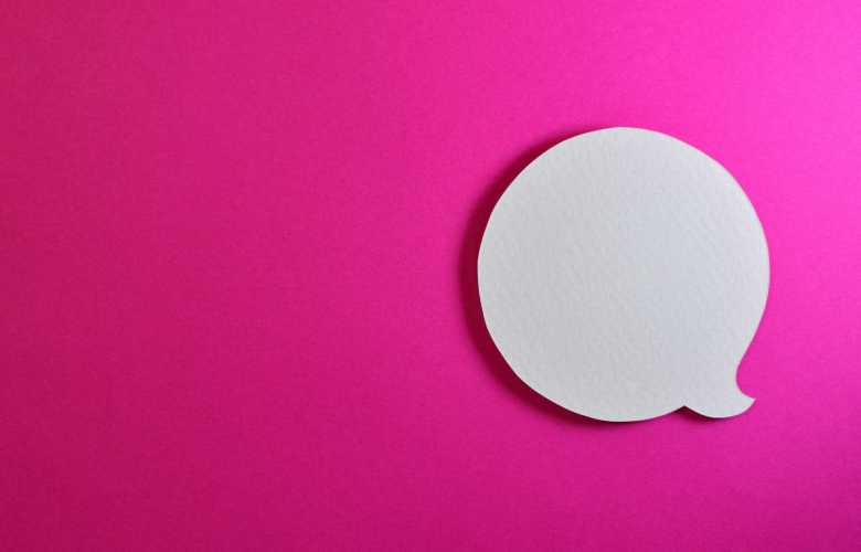 speech bubble with pink background